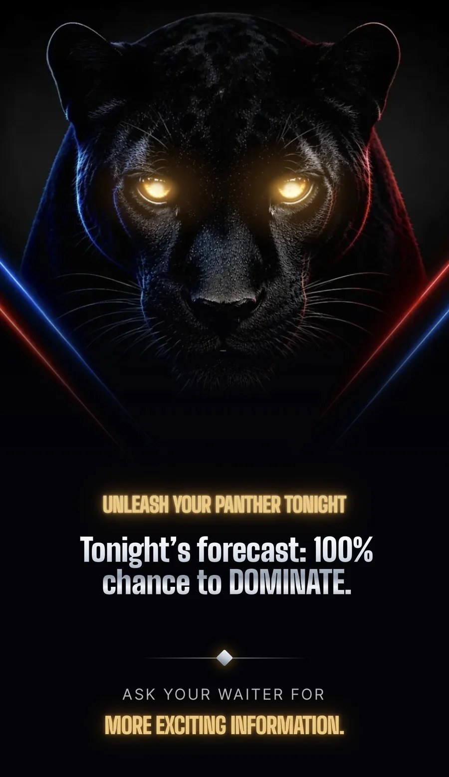 BTD Panther — the Menu QR experience a guest sees after scanning at a venue.