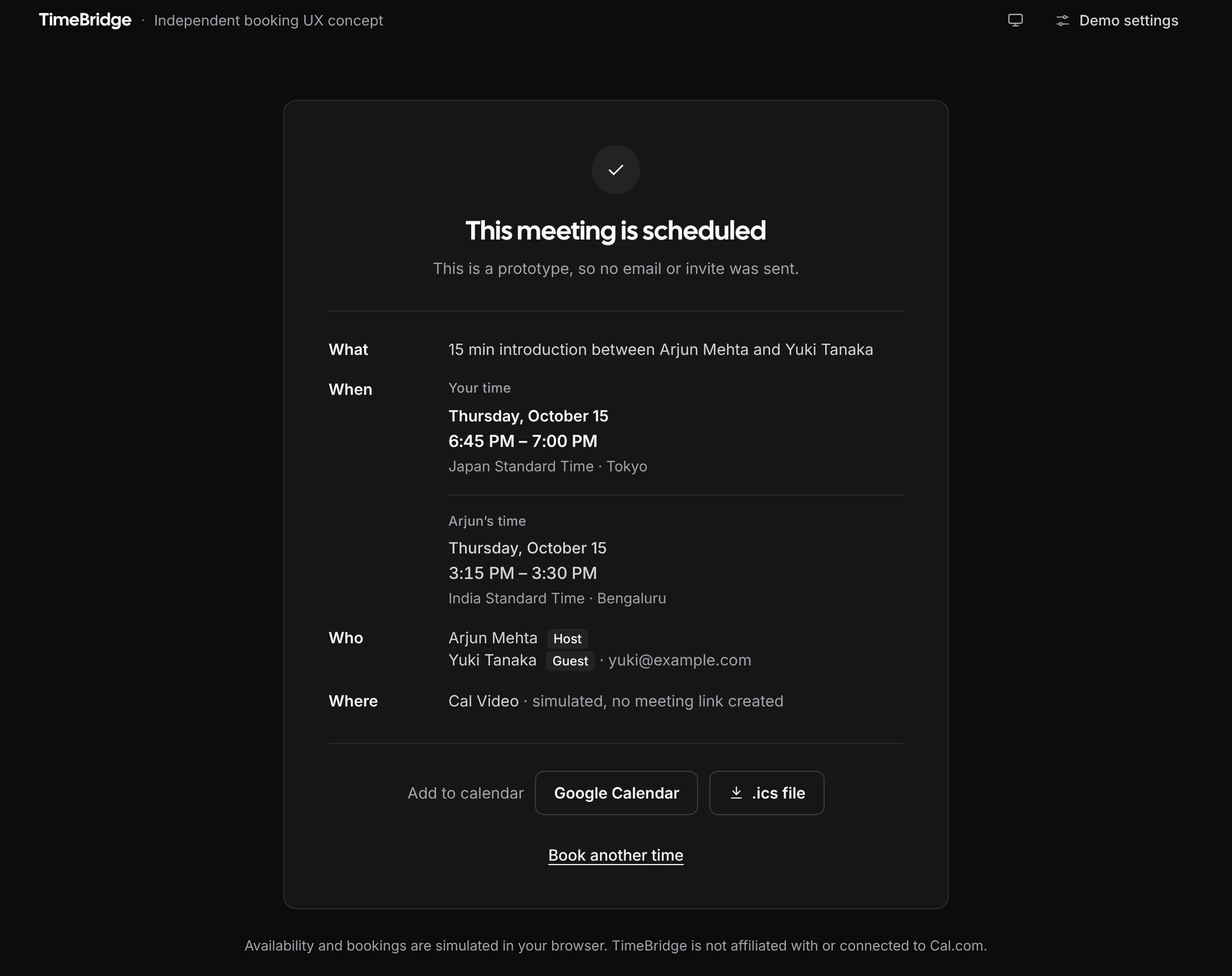 Confirmation step in the dark theme.